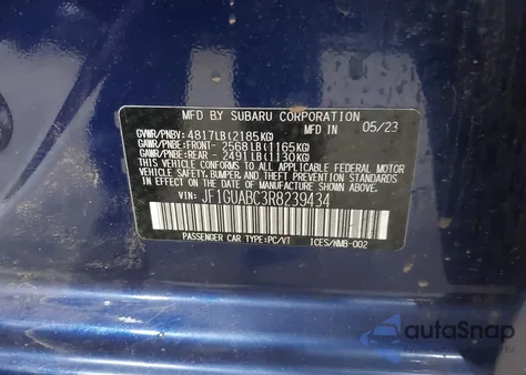 2024 Subaru Impreza Base 5-Door from USA, damaged, VIN JF1GUABC3R8239434